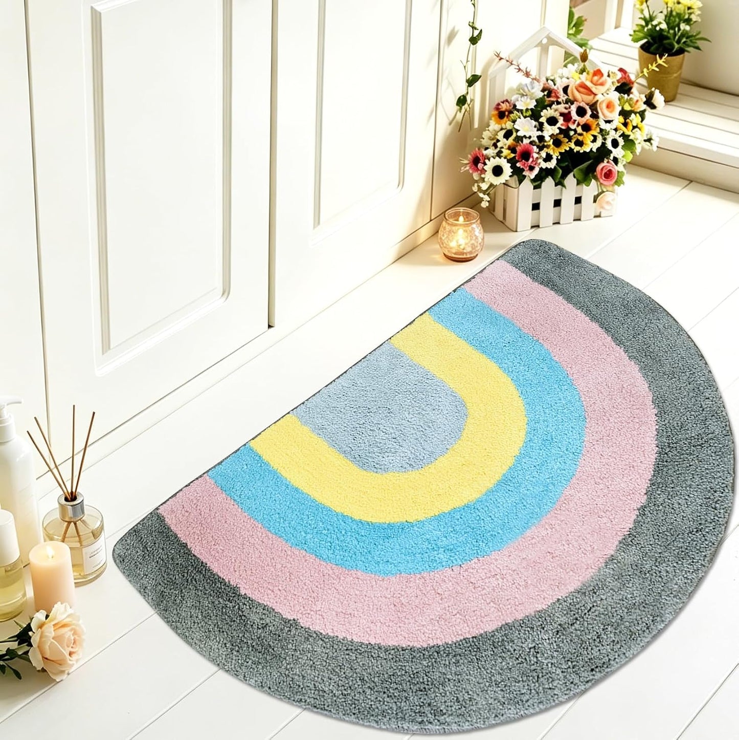 Alfombra baño arcoíris 2x3ft felpa decoración