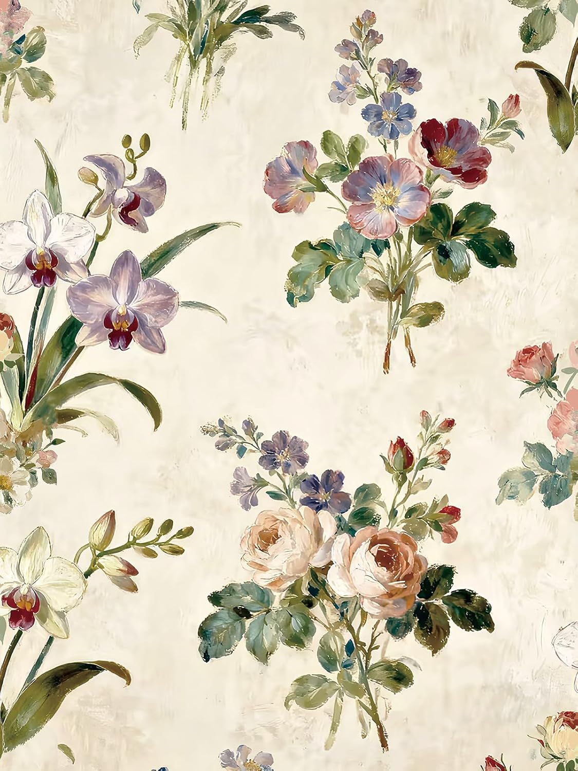 Papel tapiz vintage floral beige 17x196.8pulg despegar y pegar