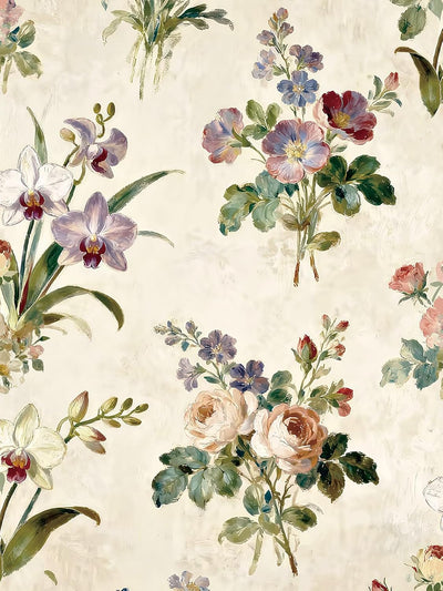 Papel tapiz vintage floral beige 17x196.8pulg despegar y pegar