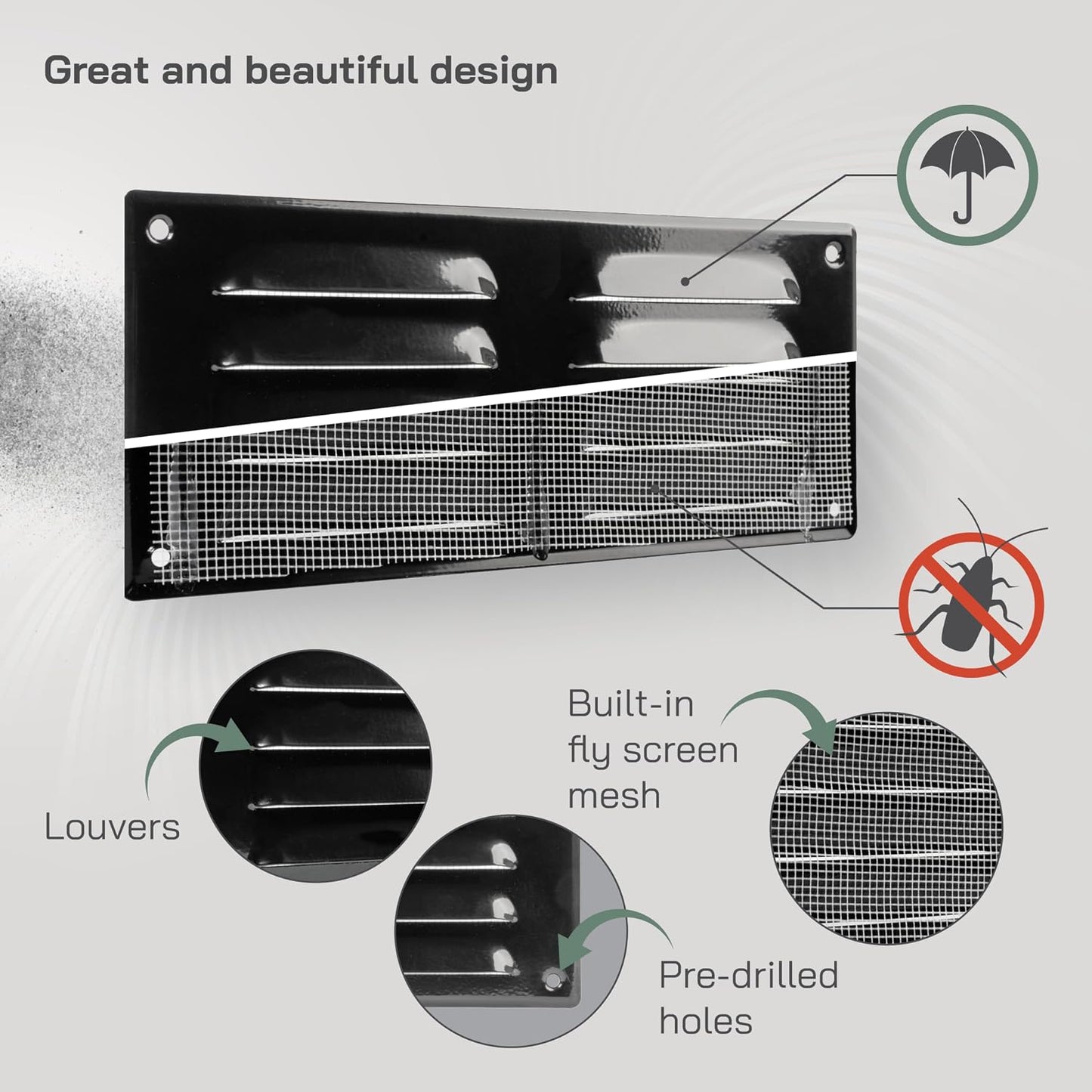 Cubierta ventilación aire metal malla 10x4pulg