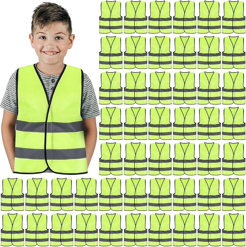 50 Pzas Chaleco Seguridad Niño Reflectante Amarillo