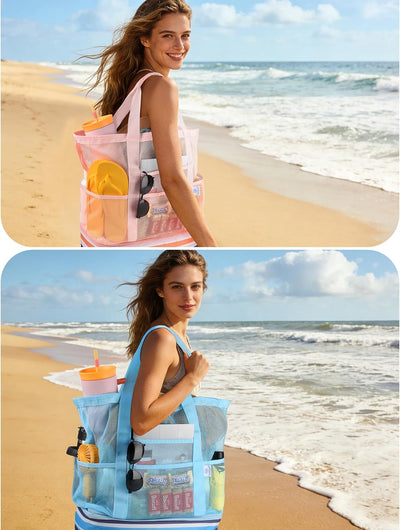Bolsa playa mujer con zipper resistente arena cooler vacaciones