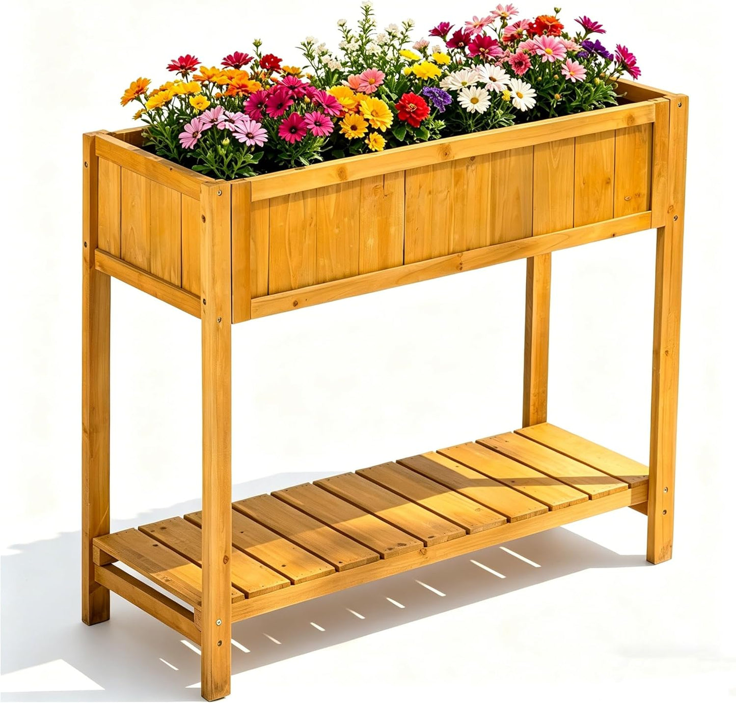 Cama jardín elevada madera abeto 4 patas uso interior exterior