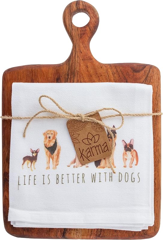 Toalla de té con tabla cortar perro talla única