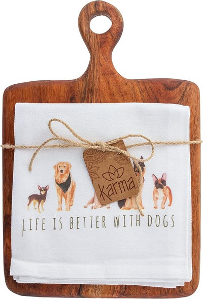 Toalla de té con tabla cortar perro talla única