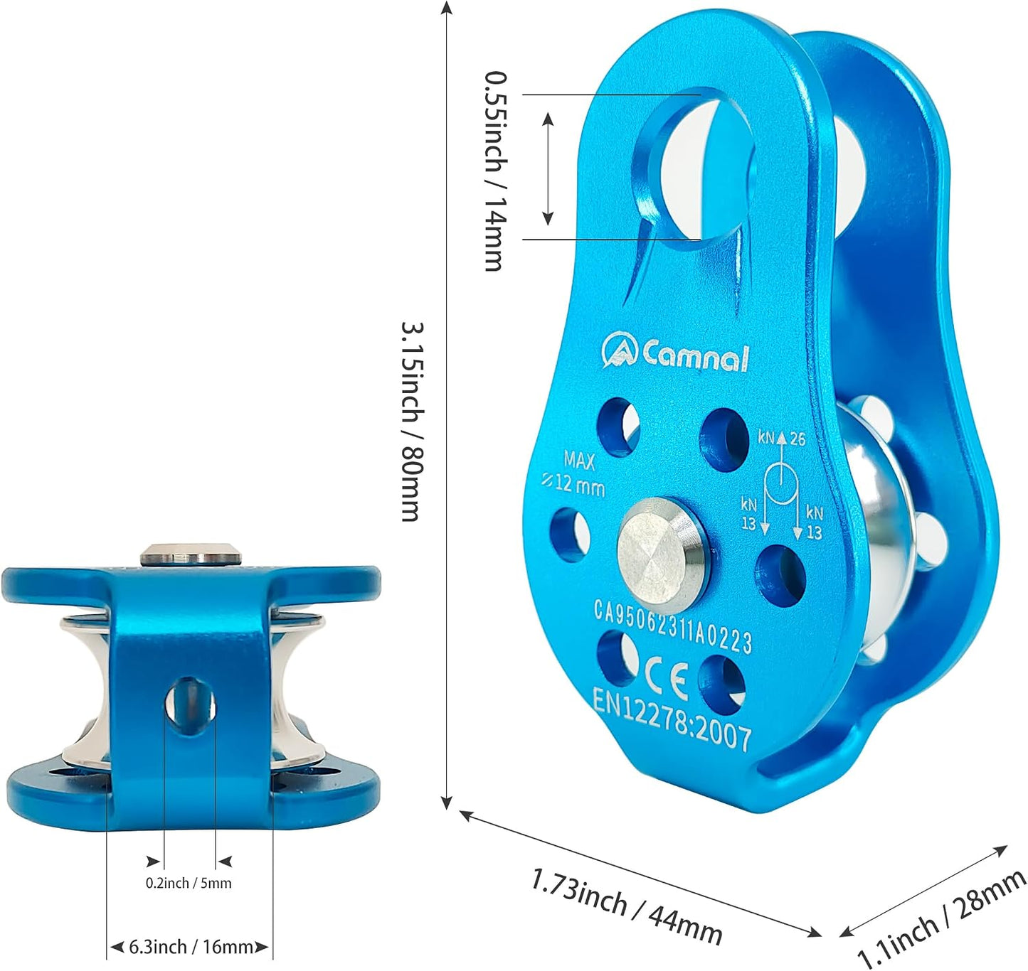 Polea escalada un solo agujero azul pack 1