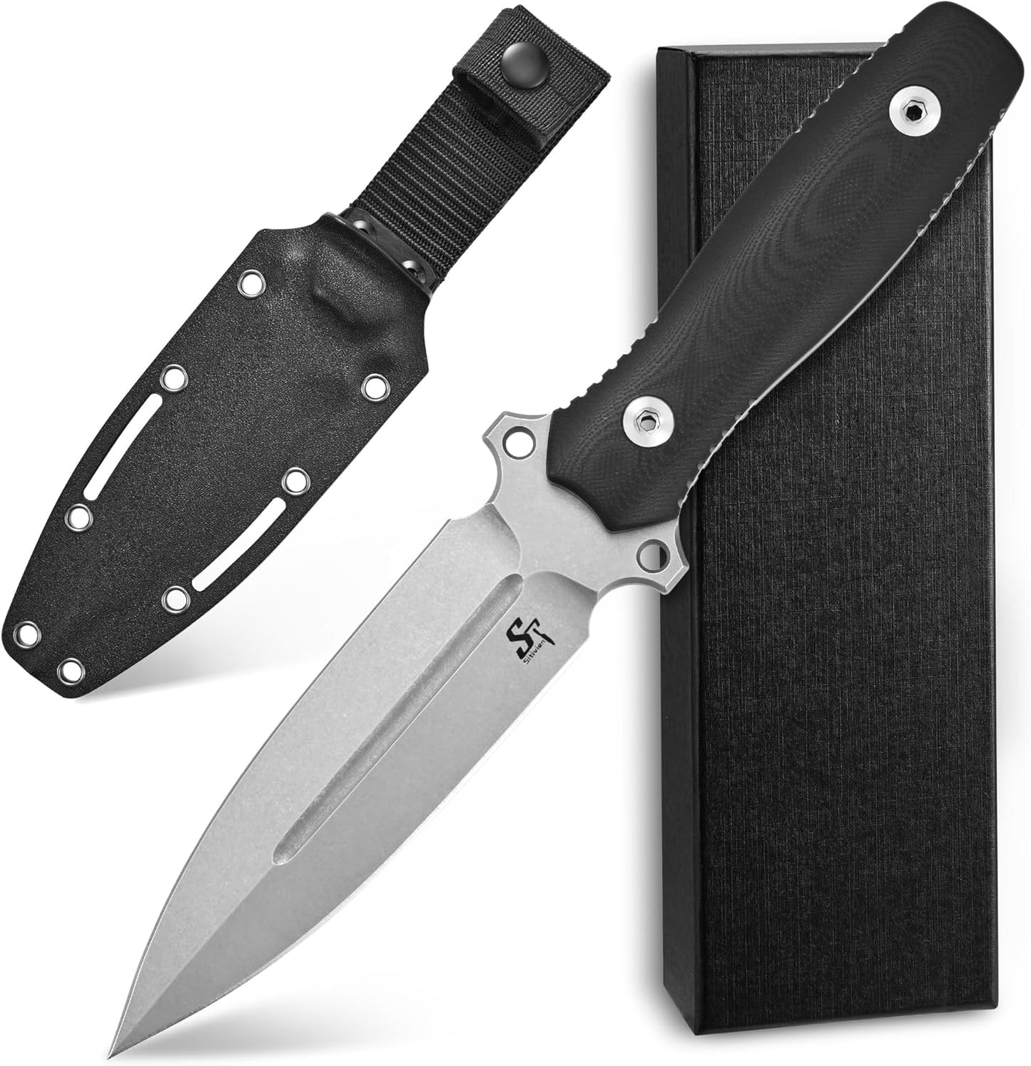 Cuchillo EDC Sleipner acero lavado piedra mango G10 plata