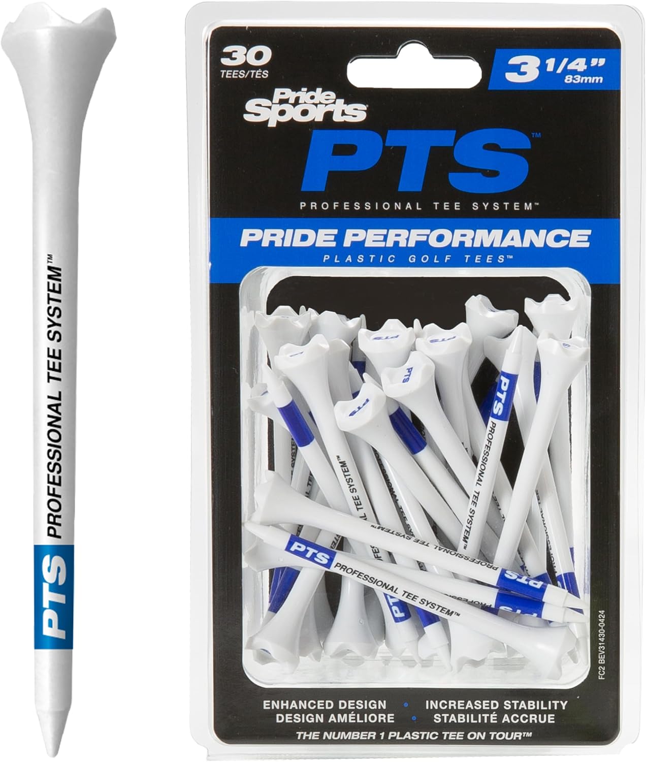 Tees de golf plástico 30uds 3-1/4pulg para drivers y maderas