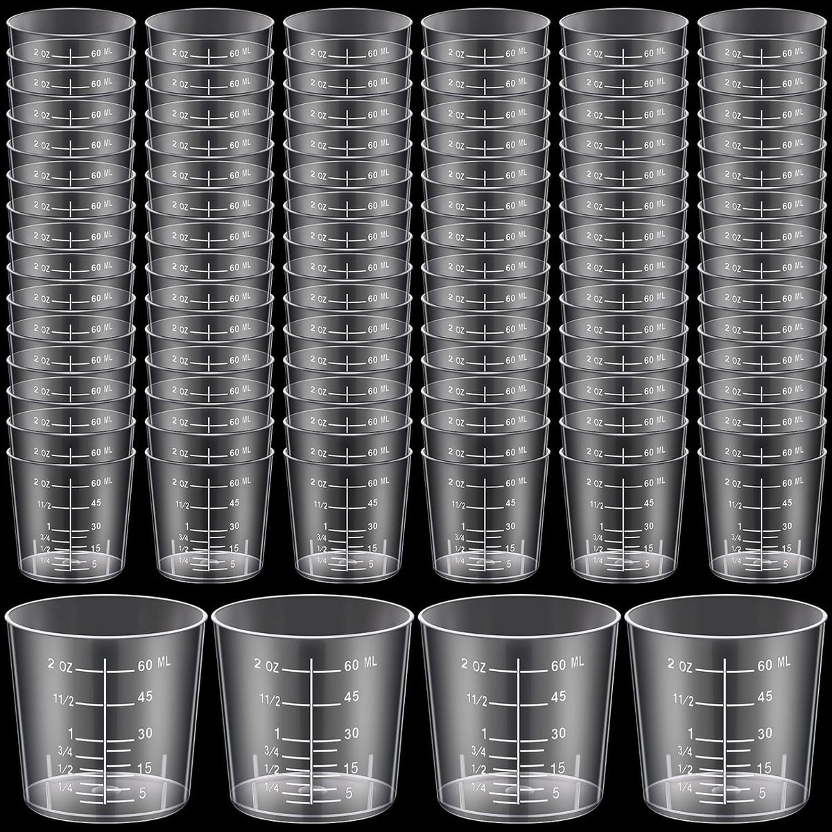 300 Vasos Plástico 2oz Medidores Transparentes para Resina