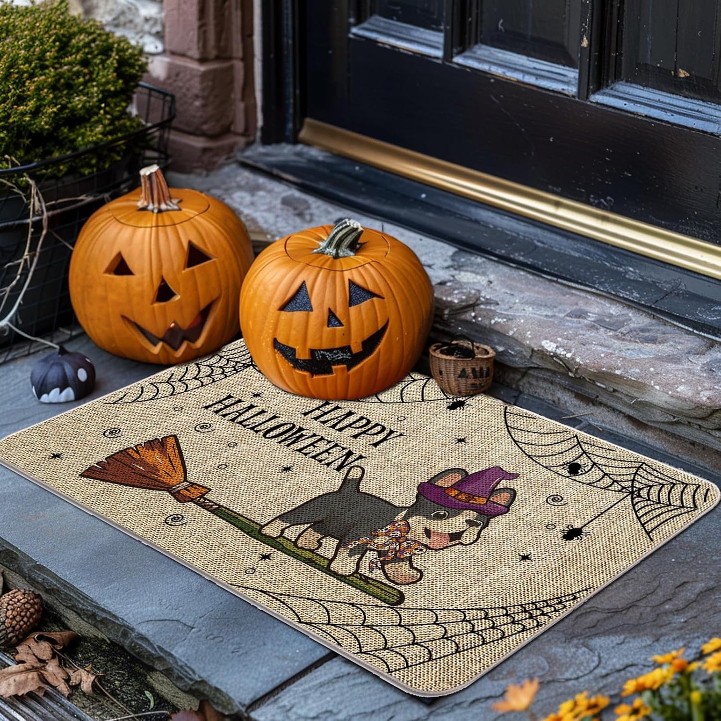 Tapete Halloween bulldog francés 17x27pulg exterior