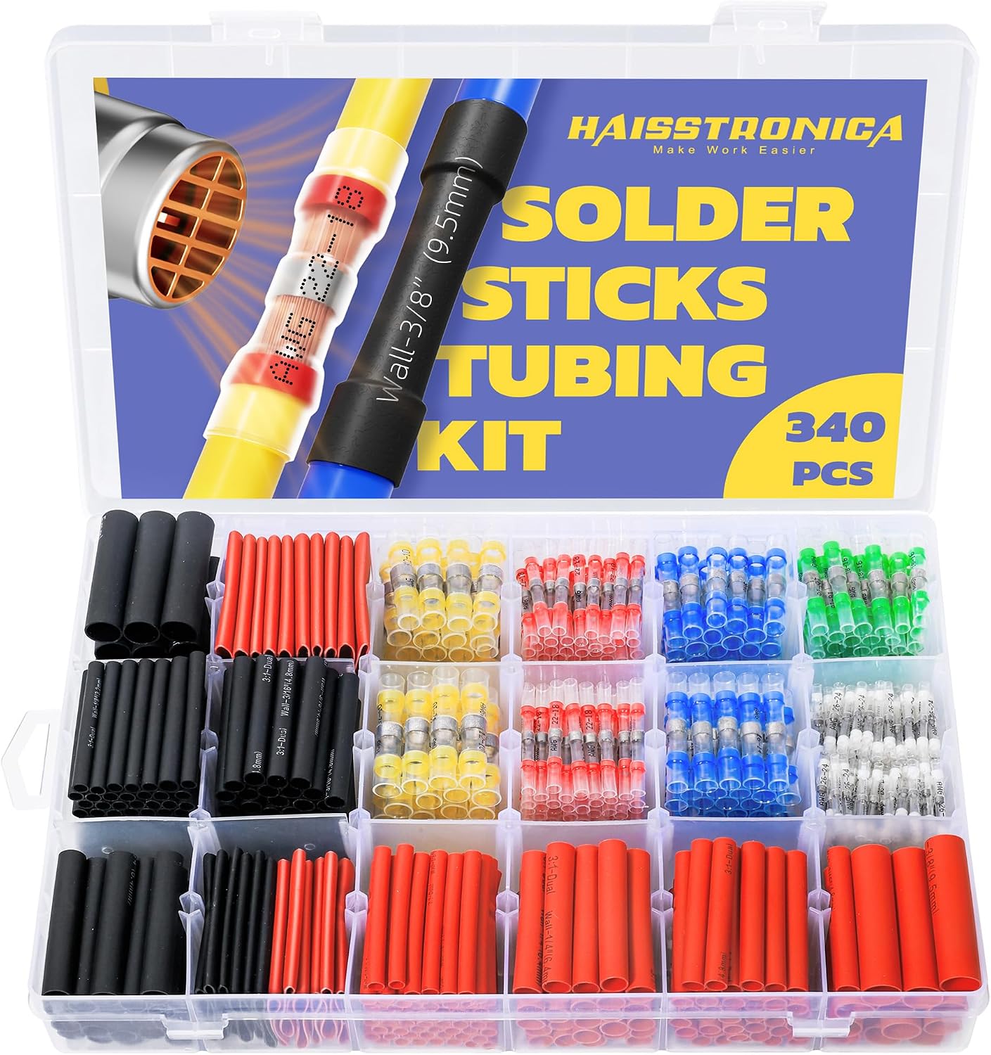 340 Pzas Conectores Alambre Soldadura Kit Tubo Termorretráctil