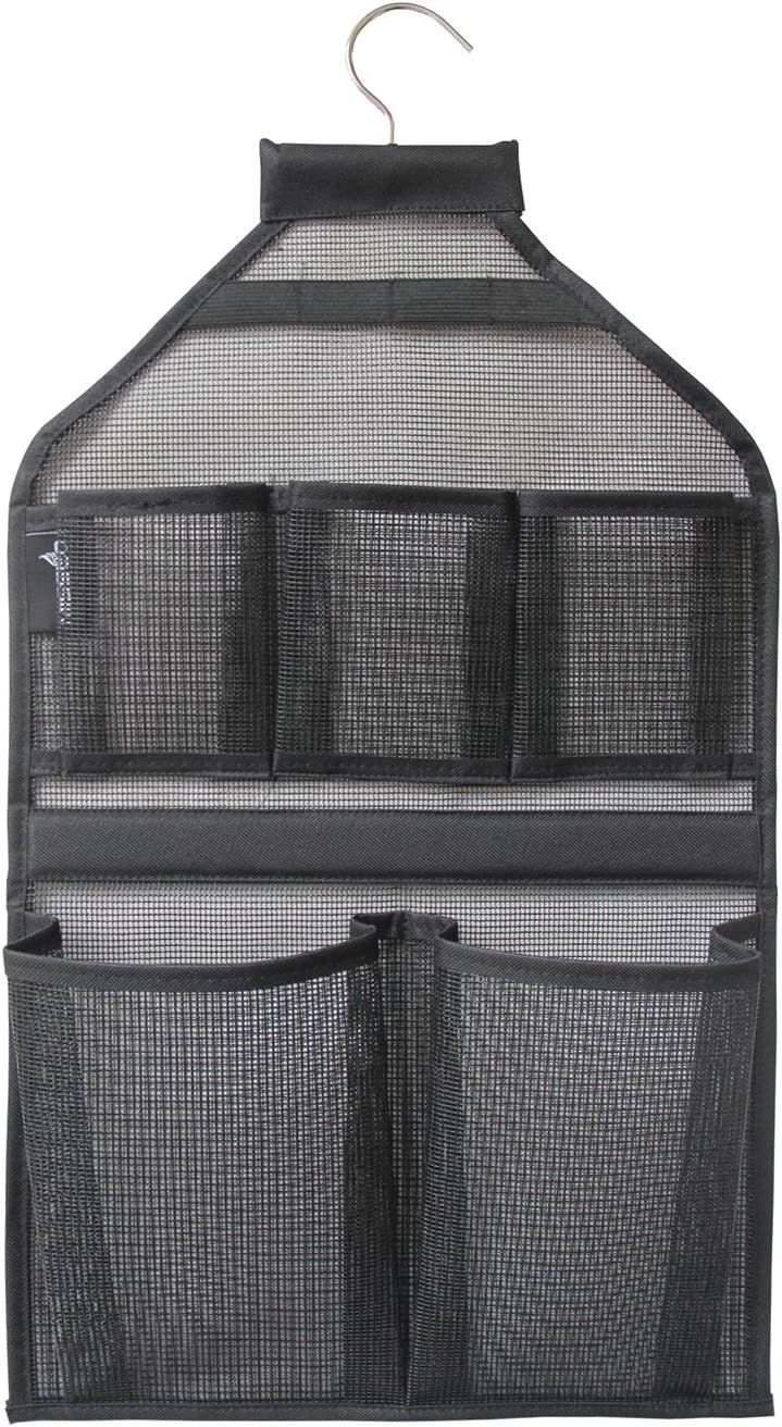 Organiz. ducha malla colgante giratorio negro