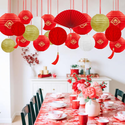 25 unidades decoraciones año nuevo linternas rojo bolas
