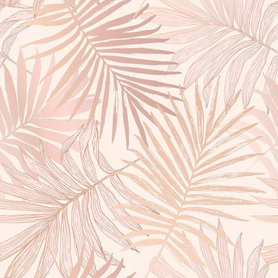 Papel tapiz hoja palmera rosa autoadhesivo 17.7x354pulg
