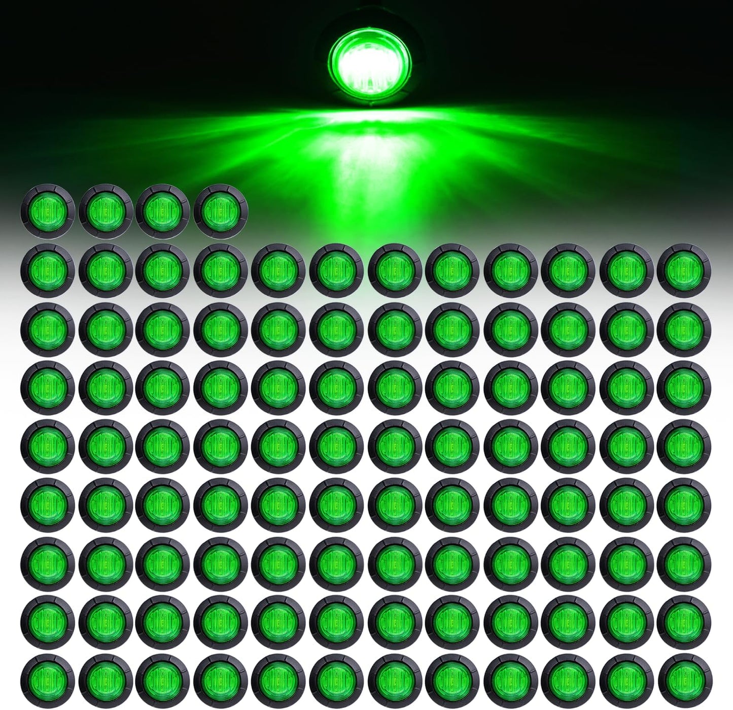 100 Luces LED 3/4" Botón con Ojales Goma Universal