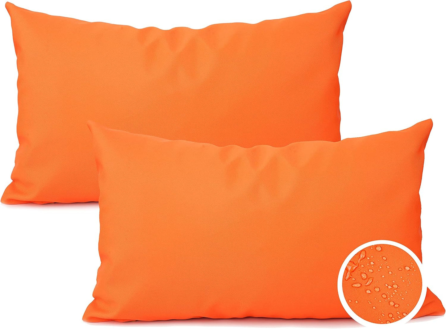 2 Fundas Almohada Exteriores Impermeables 12x20pulg Naranja