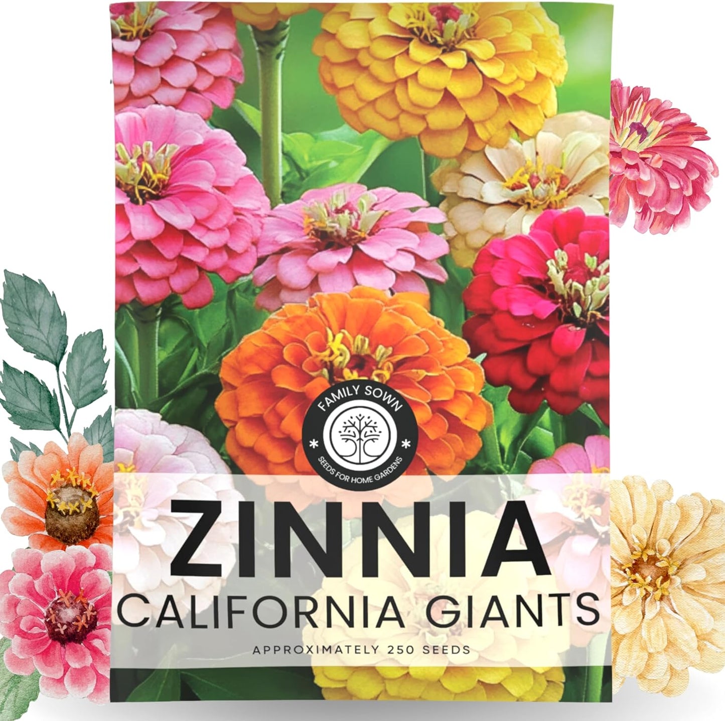 Semillas Zinnia California Giants 250 unidades