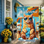 Bandera jardín gato naranja 12x18pulg doble cara
