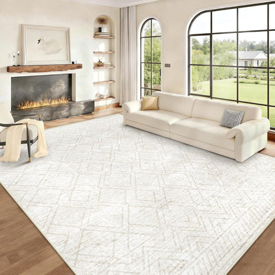 Alfombra área 8x10ft estilo bohemio moderna antideslizante beige