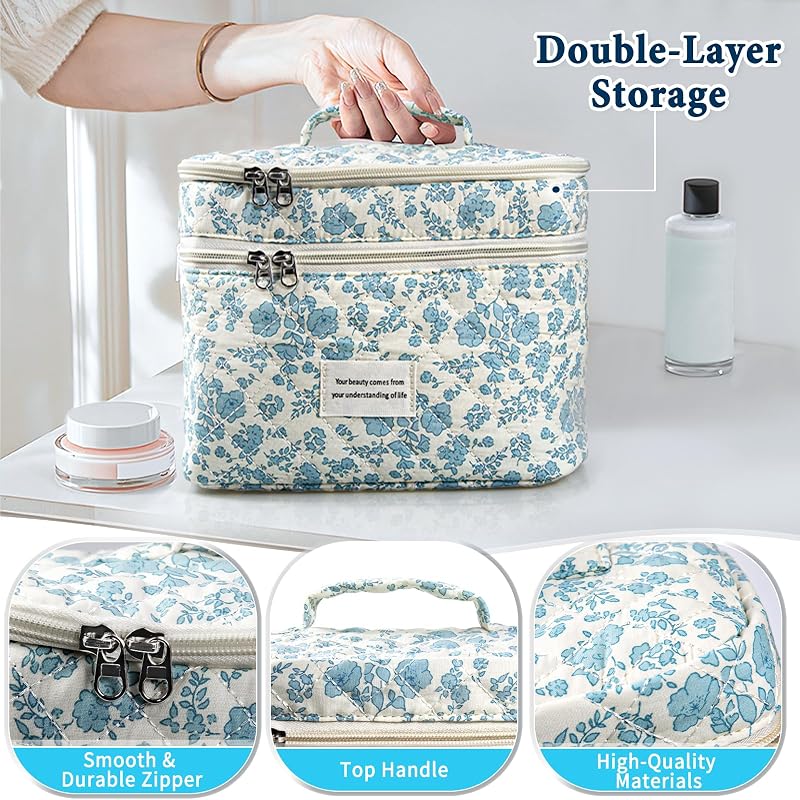 Bolsa maquillaje mujer 3 pzas acolchada estampado floral