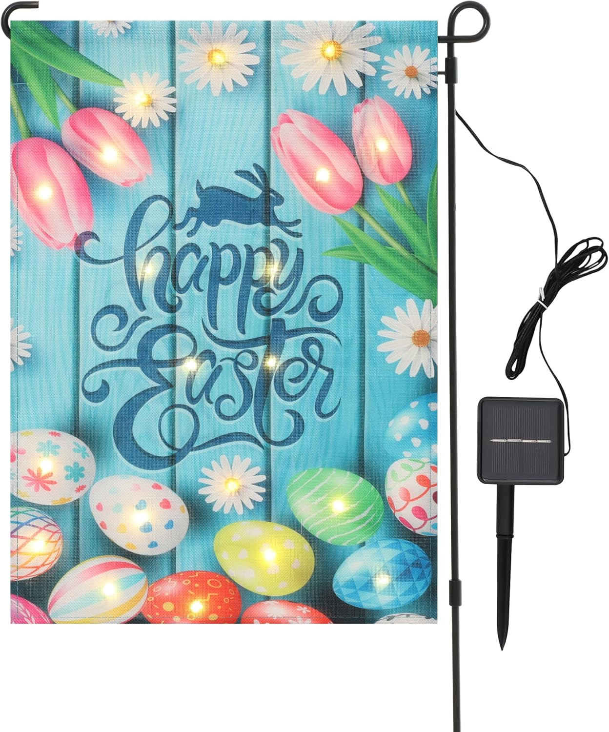 Bandera led solar jardín 12x18pulg doble cara primavera