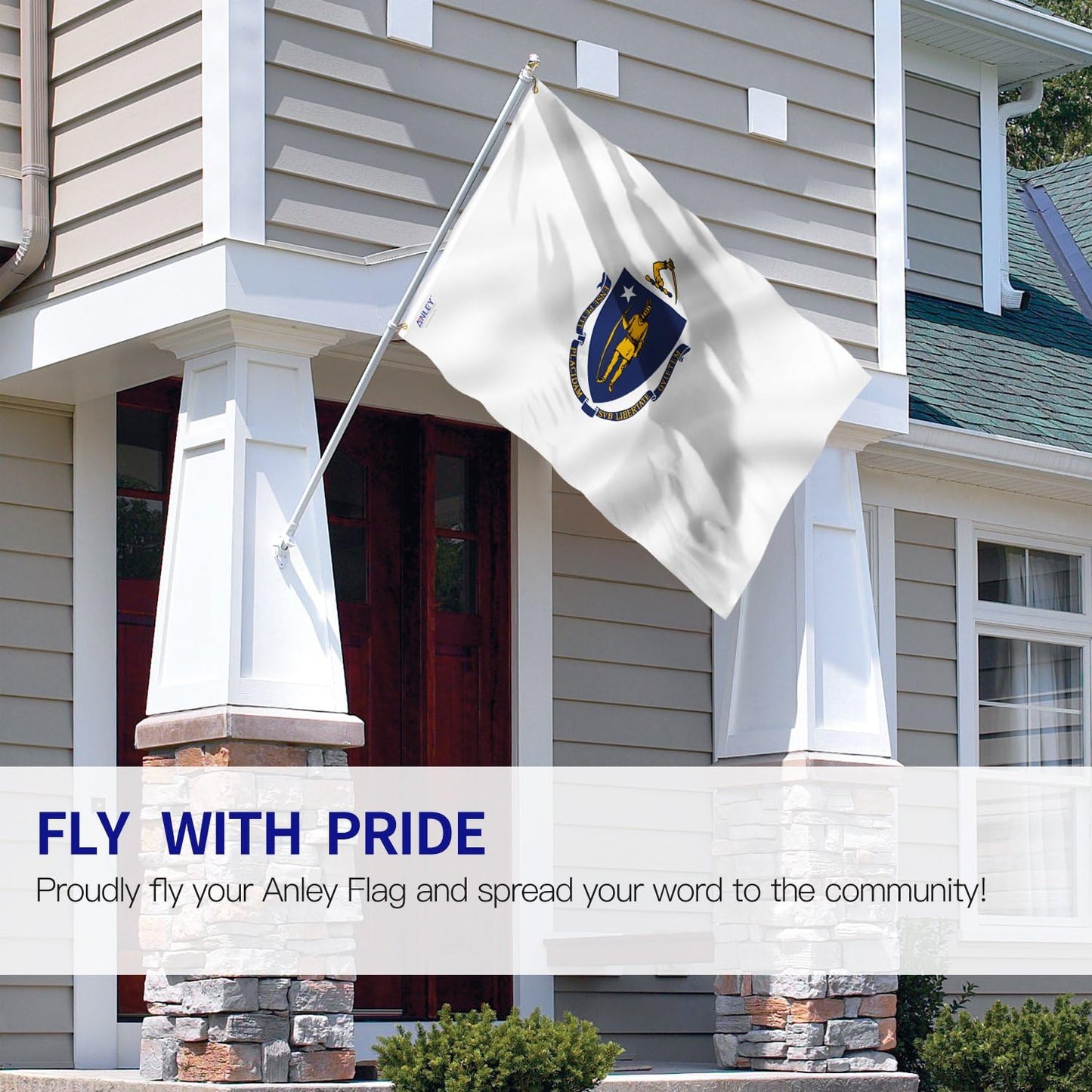 Bandera Massachusetts 3x5ft poliéster doble costura