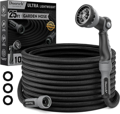 Manguera jardín flexible alta presión 25ft negro