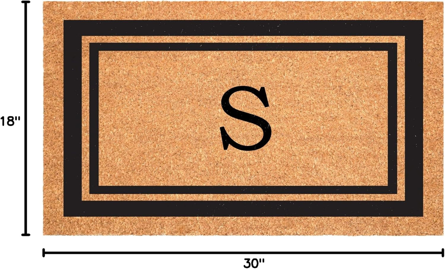 Felpudo monograma S 18x30pulg borde negro