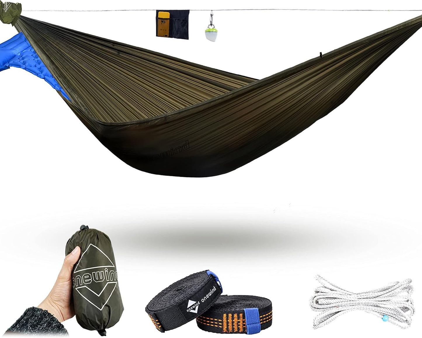 Hamaca portátil al aire libre con correas 12" 20D Ripstop