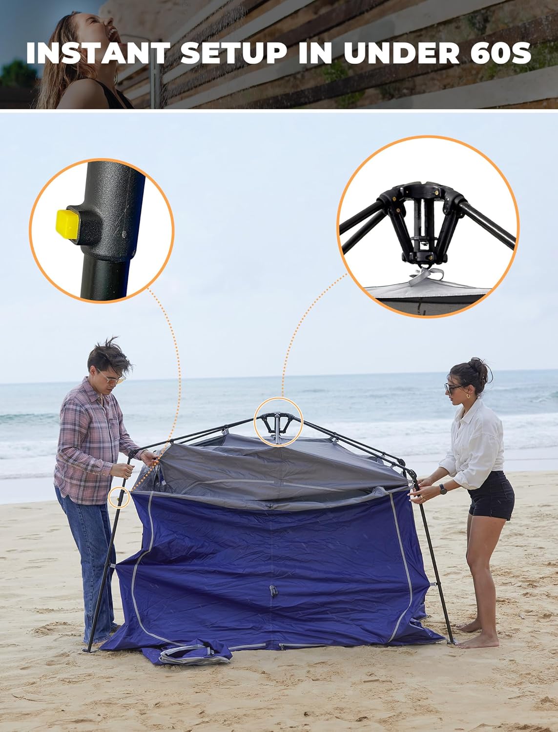 Tienda ducha instantánea privada para acampar y playa