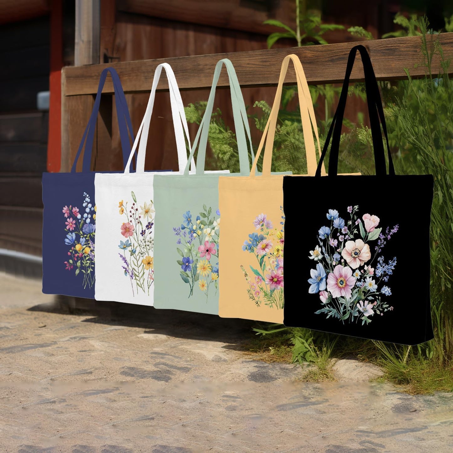 Bolsas lona estampado floral reutiliz. regalo mujer niña