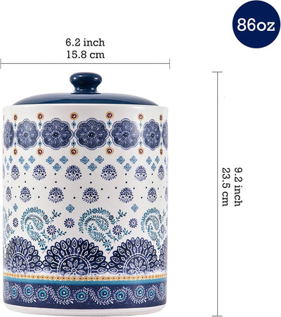 Tarro cerámica Talavera azul hermético para café té especias