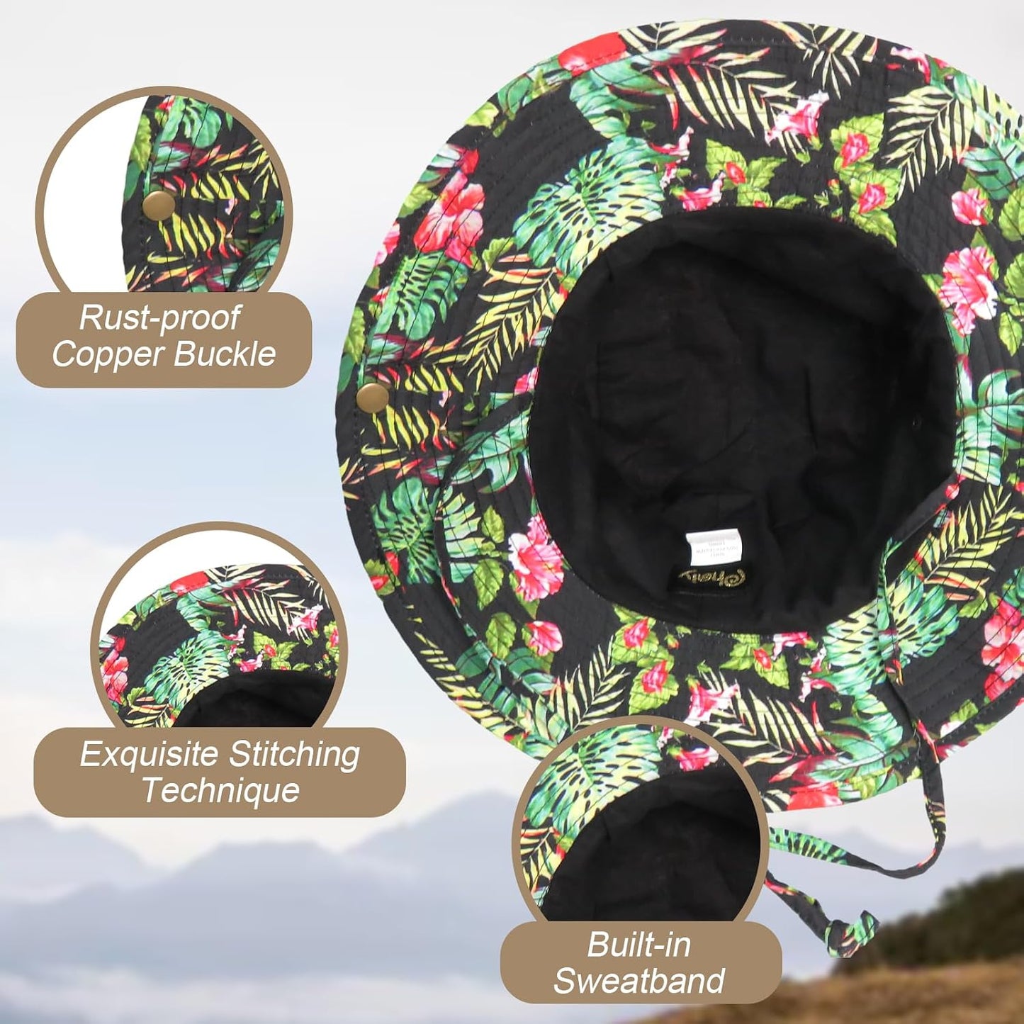 Sombrero pescador ala ancha UV para hombres mujeres
