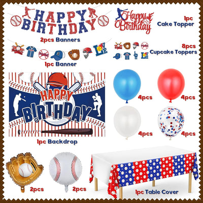 Kit fiesta béisbol con telón pancartas y globos