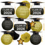 16 Linternas Papel Graduación Negro Dorado Estilo 1