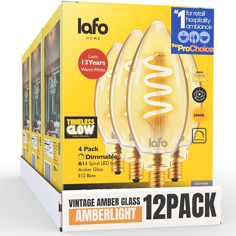 12 Bombillas LED B11 E12 Regulables 3-25W CRI80 Filamento