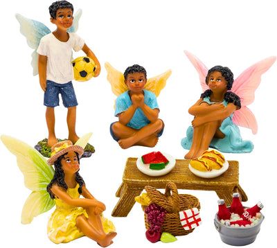 Kit figuras hadas para jardín en miniatura 9 pzas coloridas