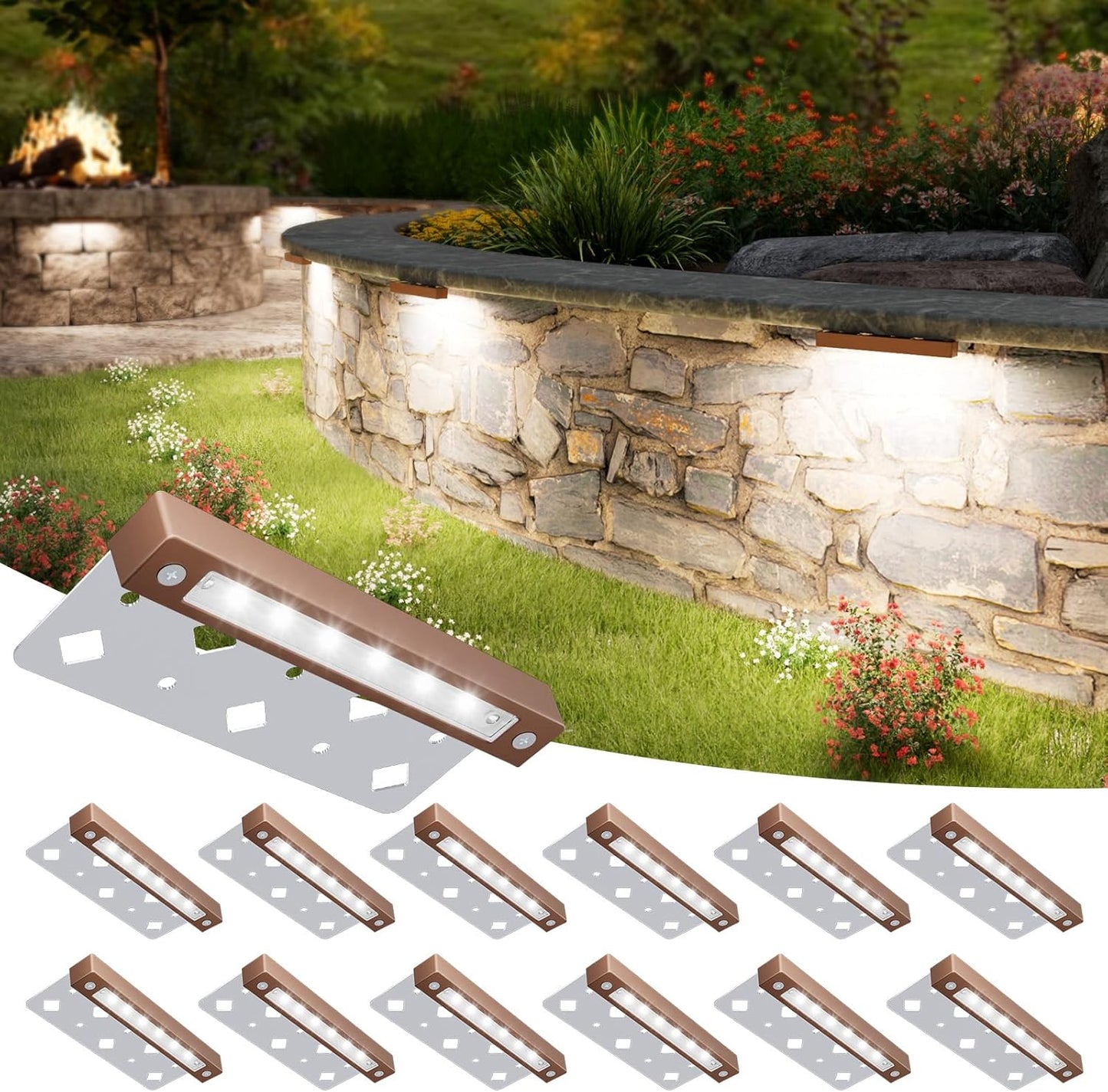 12 Luces Led Impermeables 7pulg 12v para Paisajes Duros