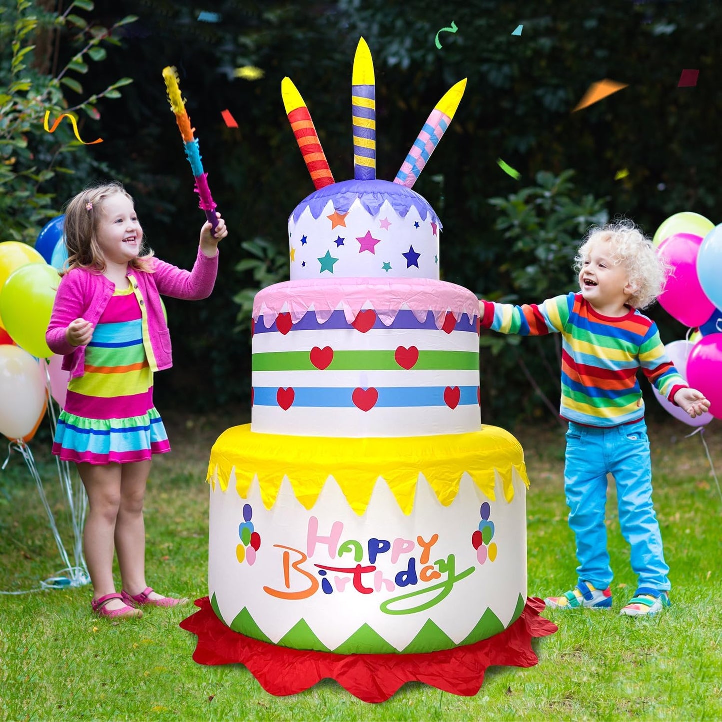 Decoración inflable 6ft para cumpleaños con luces LED