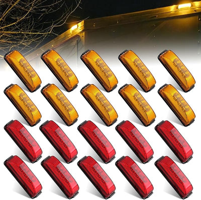 20 Luces LED 4" Reflectores Ámbar Rojas