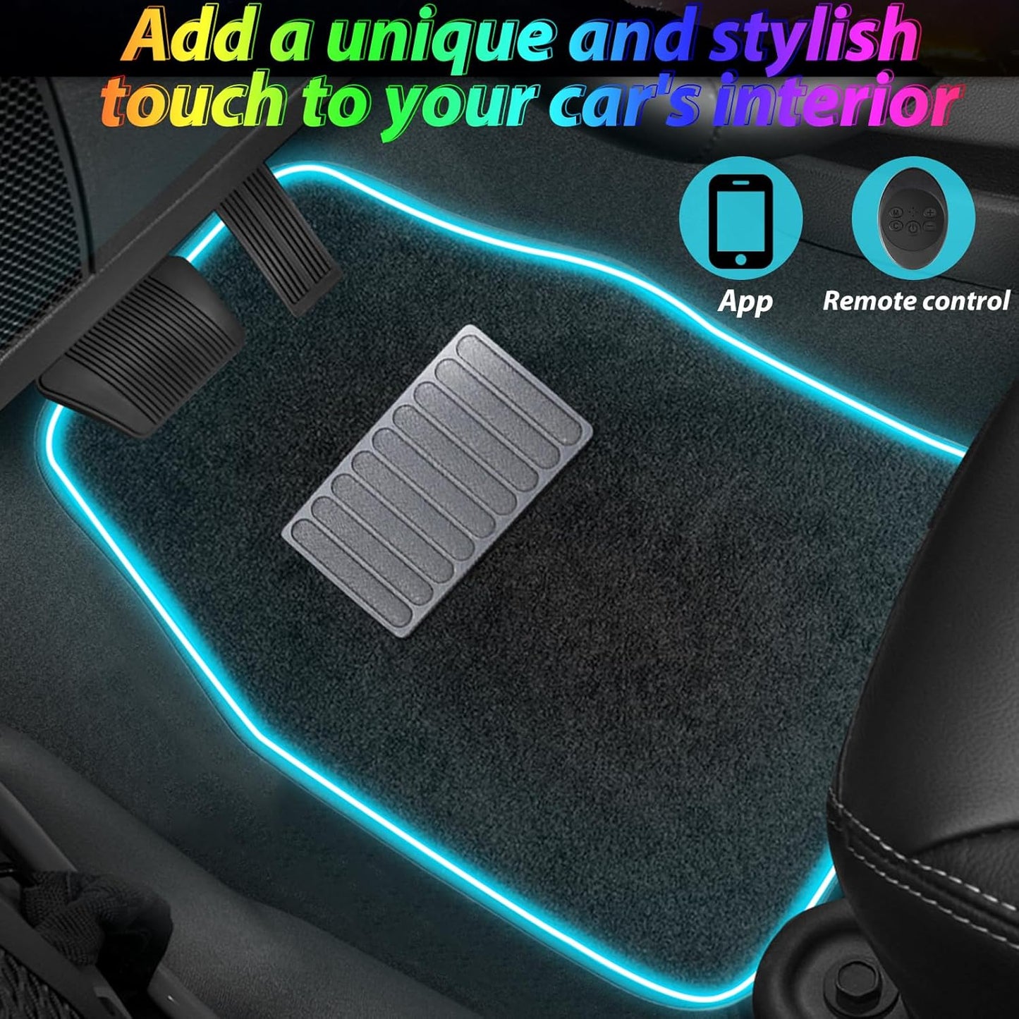 Alfombrillas coche con luz LED app control negras