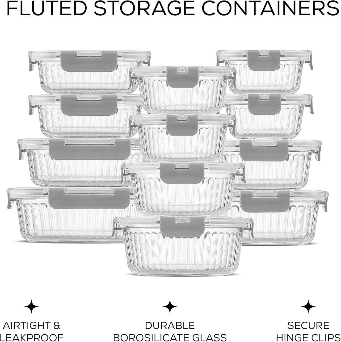 24 Recipientes Vidrio Borosilicato con Tapas Herméticas