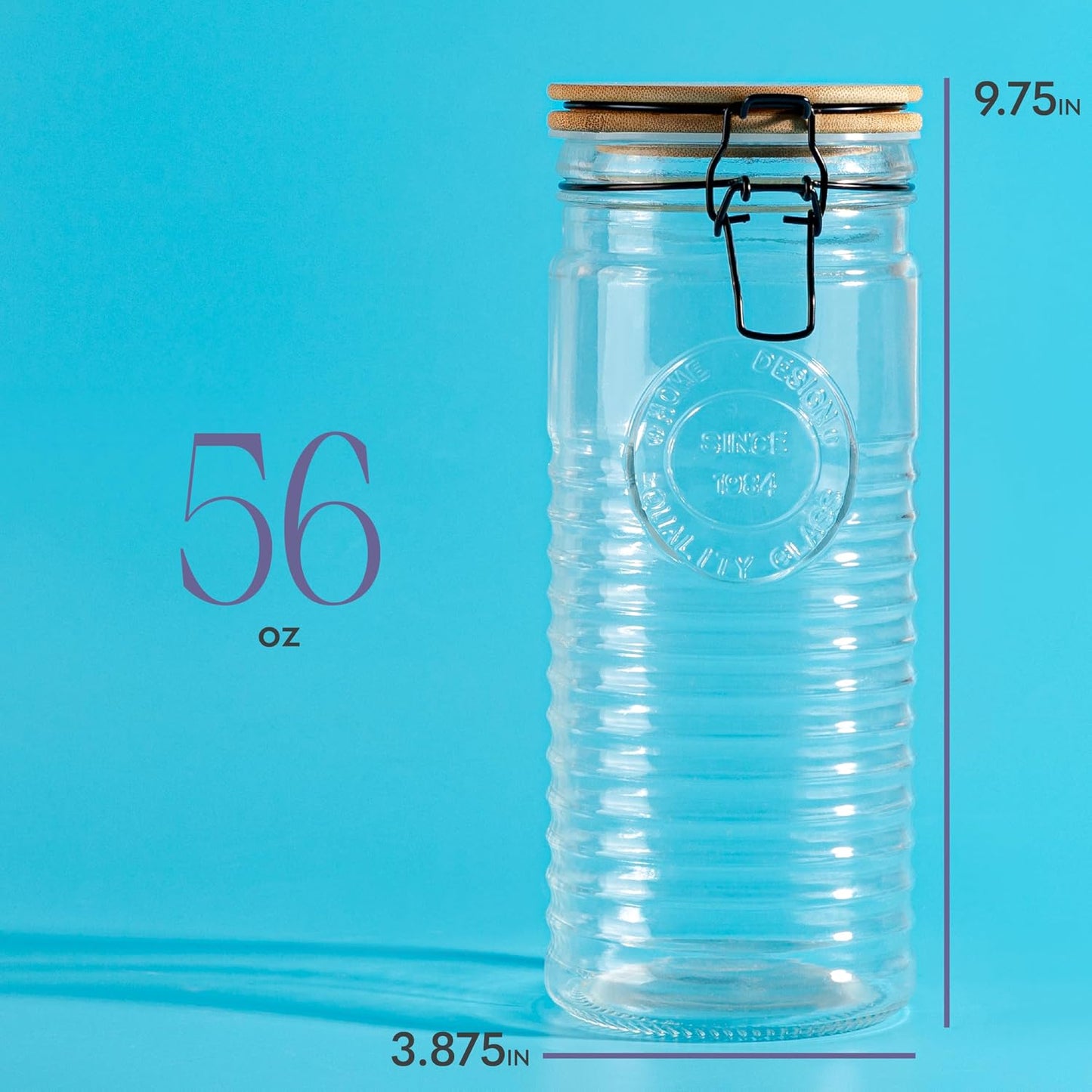 3 Pzas Recipientes Vidrio Almacenamiento Pasta 56oz 9.75"