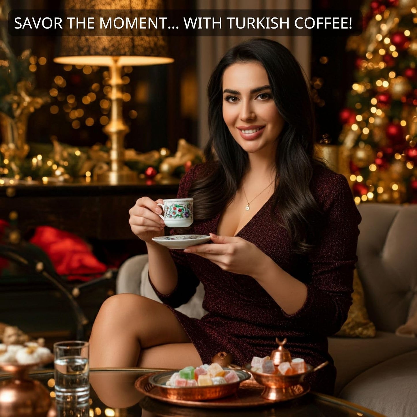 Cafetera Turca de Cobre 12oz con Mango Madera 4 Tazas