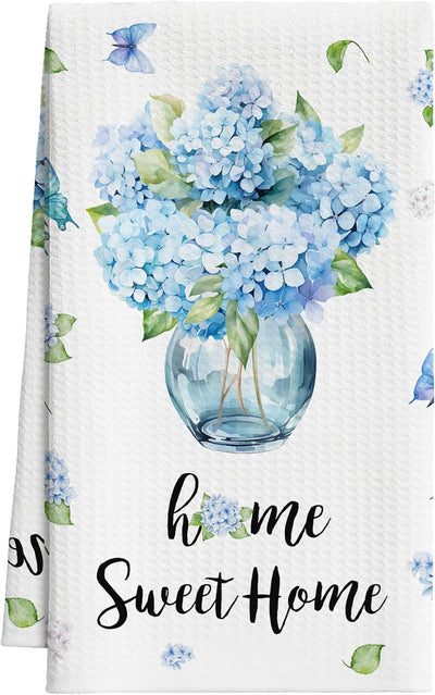 Toallas cocina florales primavera hogar hortensias azules