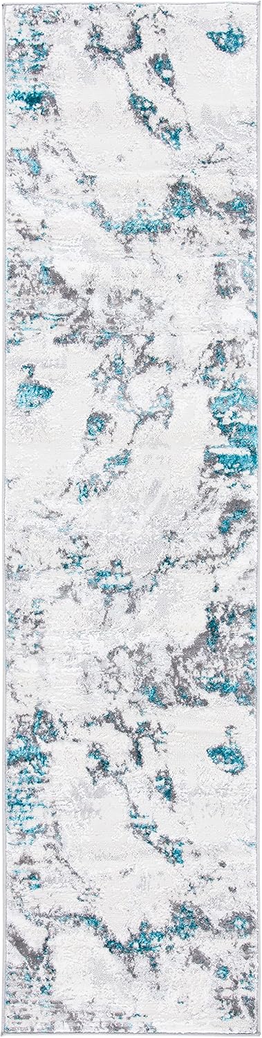 Alfombra pasillo 2x6ft gris turquesa diseño abstracto