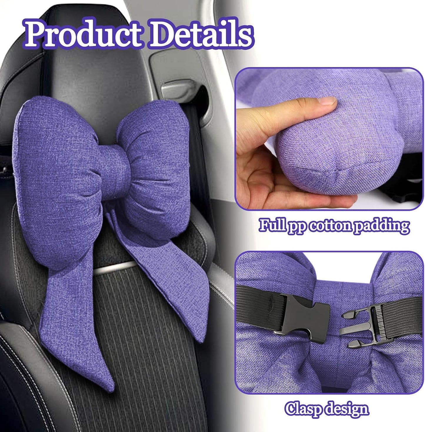 Almohada reposacabezas auto forma lazo suave cómoda