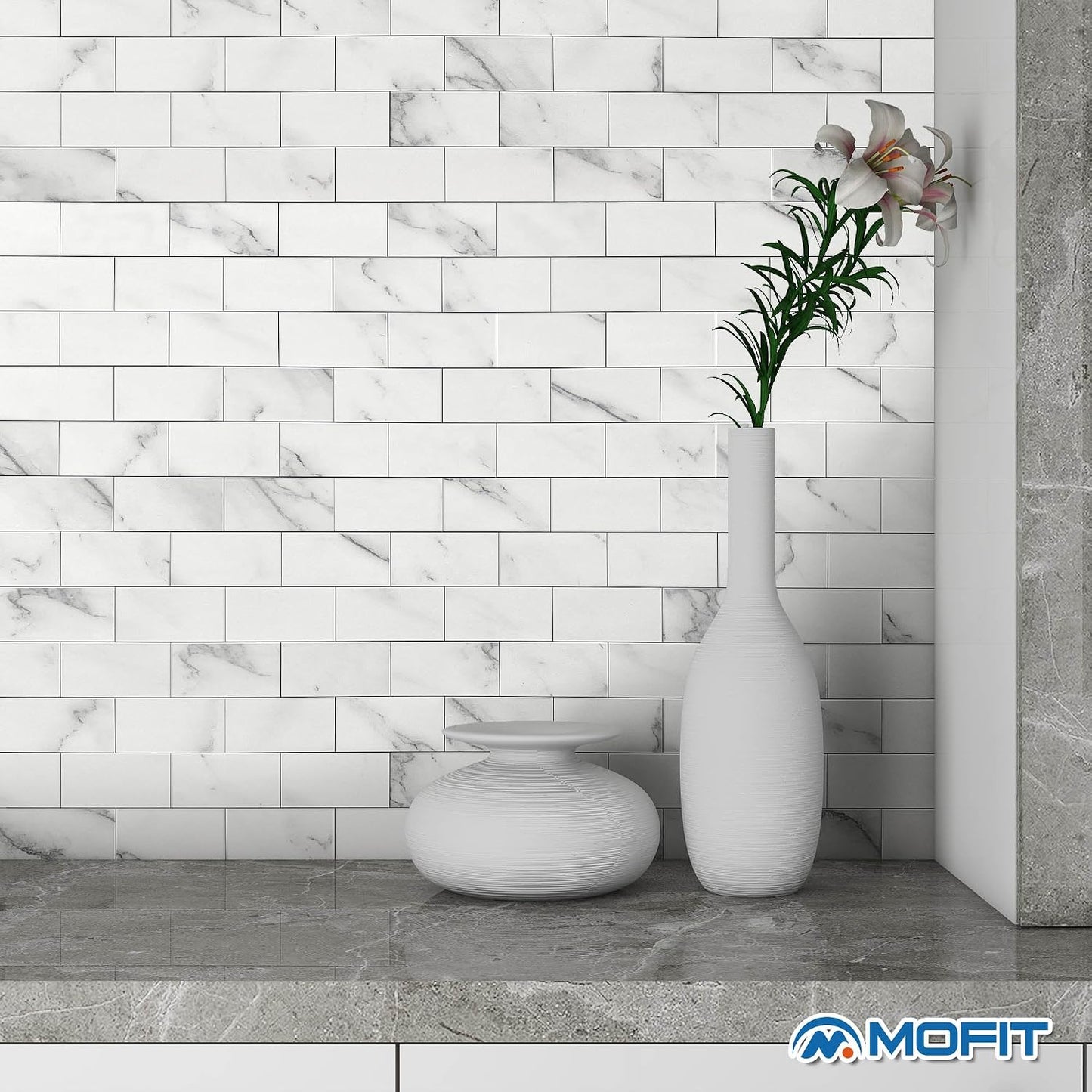Azulejos adhesivos para baño ducha impermeables blanco 10uds