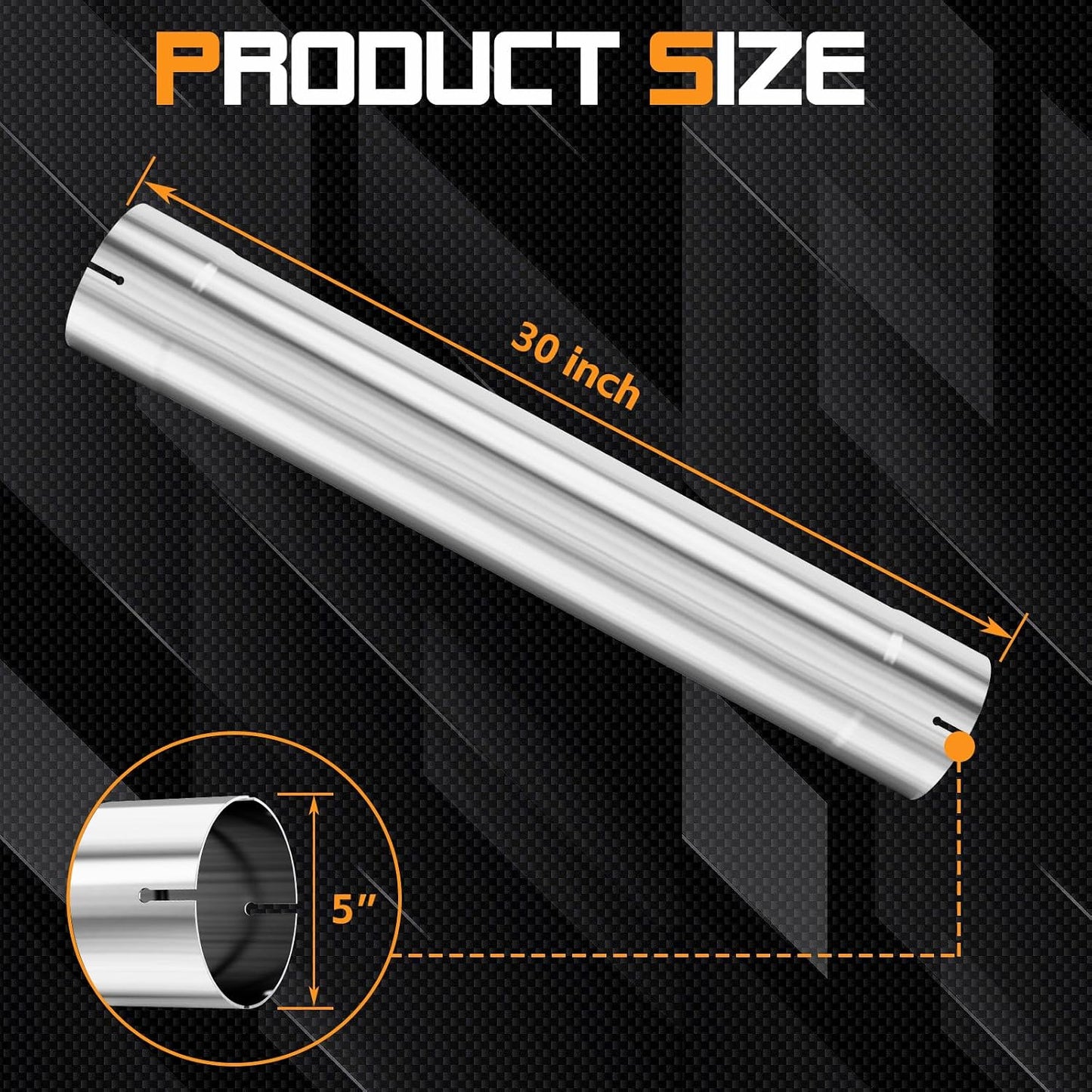 Tubo escape recto acero inox 5" y 30"