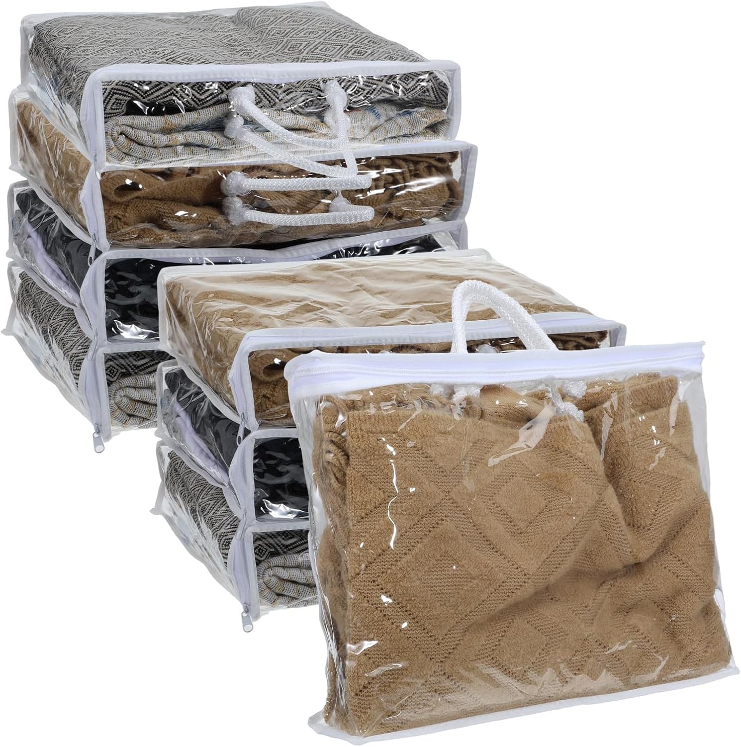 8 Bolsas Almacenamiento Cremallera Transparente para Ropa